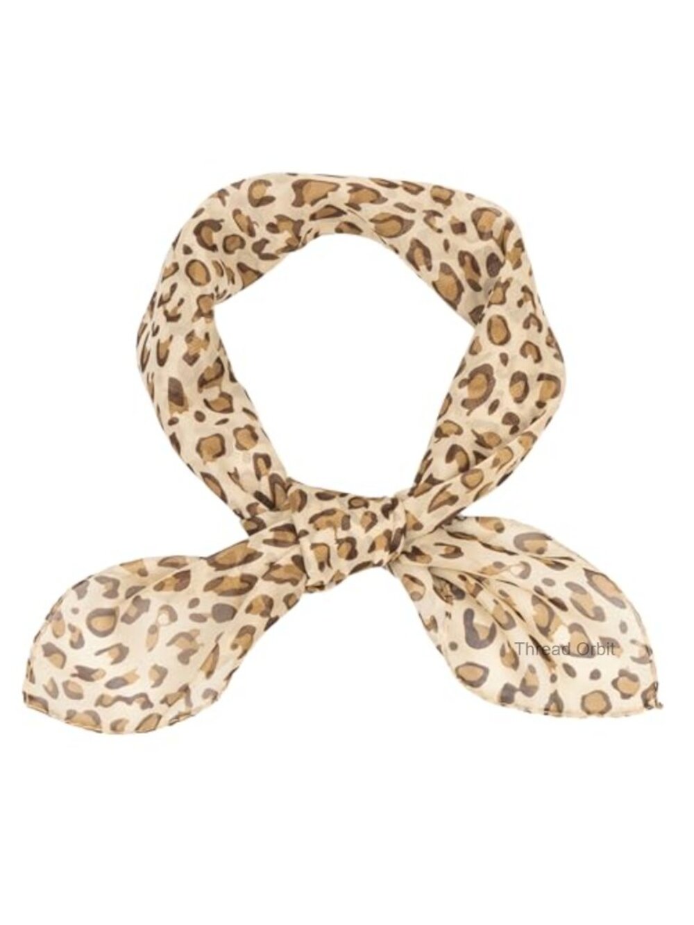 Women Leopard Print Chiffon Square Scarf Hair Neck Bag Accessory